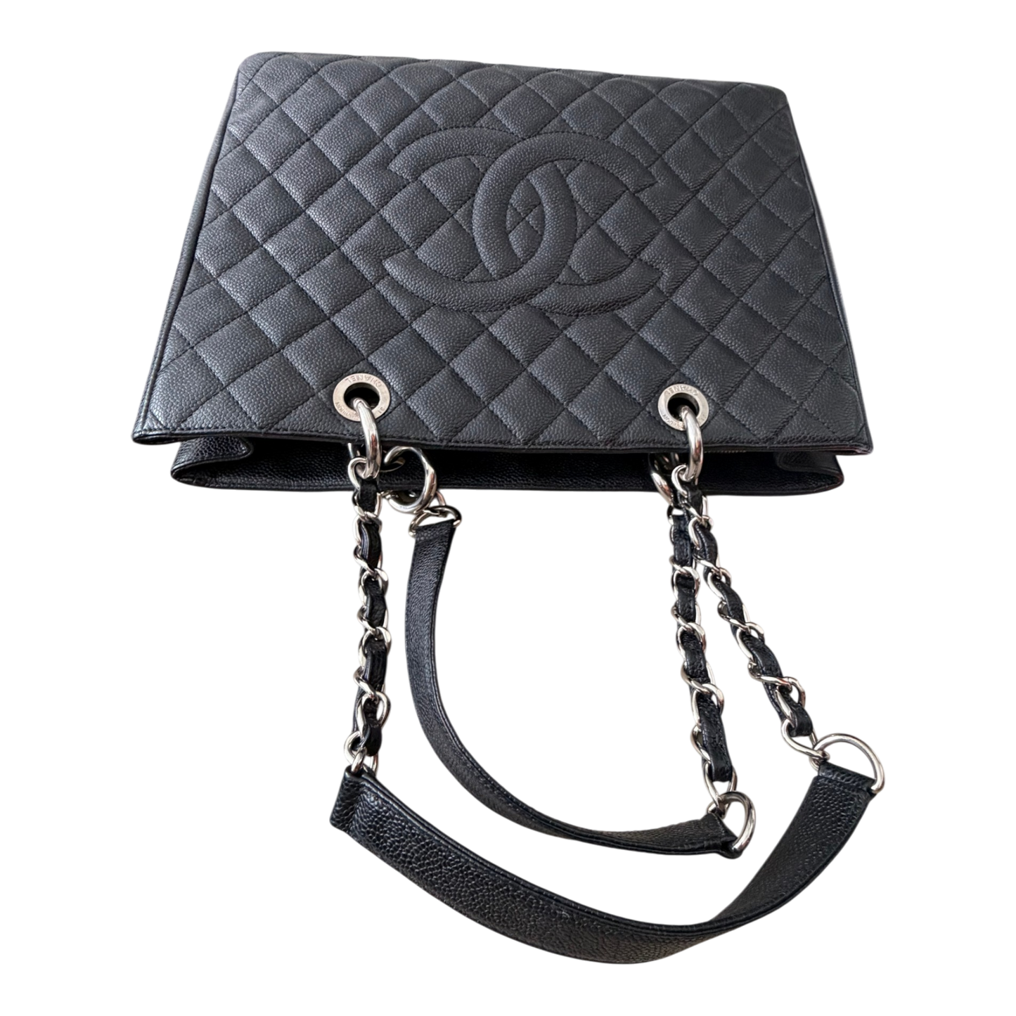 Chanel GST Caviar Leather Shoulder Bag Silver Hardware
