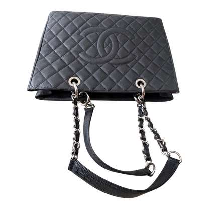 Chanel GST Caviar Leather Shoulder Bag Silver Hardware