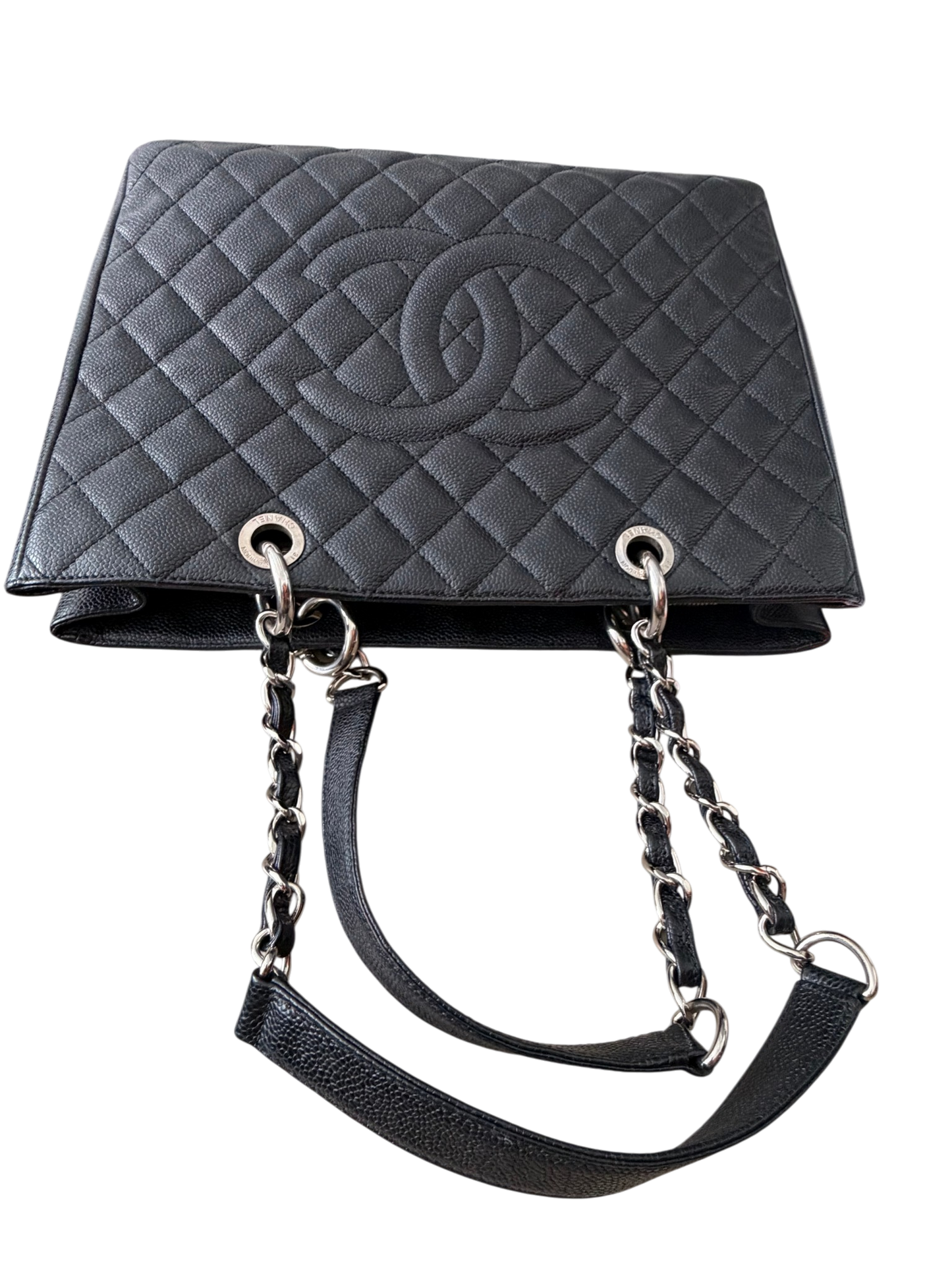 Chanel GST Caviar Leather Black with Silver Hardware