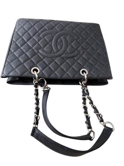 Chanel GST Caviar Leather Black with Silver Hardware