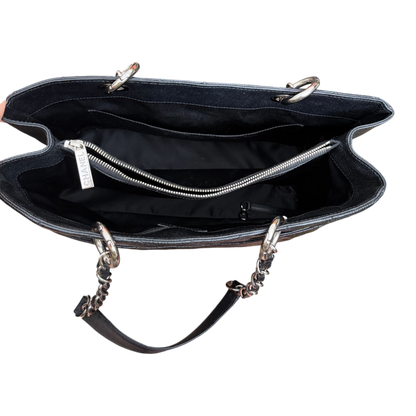Chanel GST Caviar Leather Shoulder Bag Silver Hardware