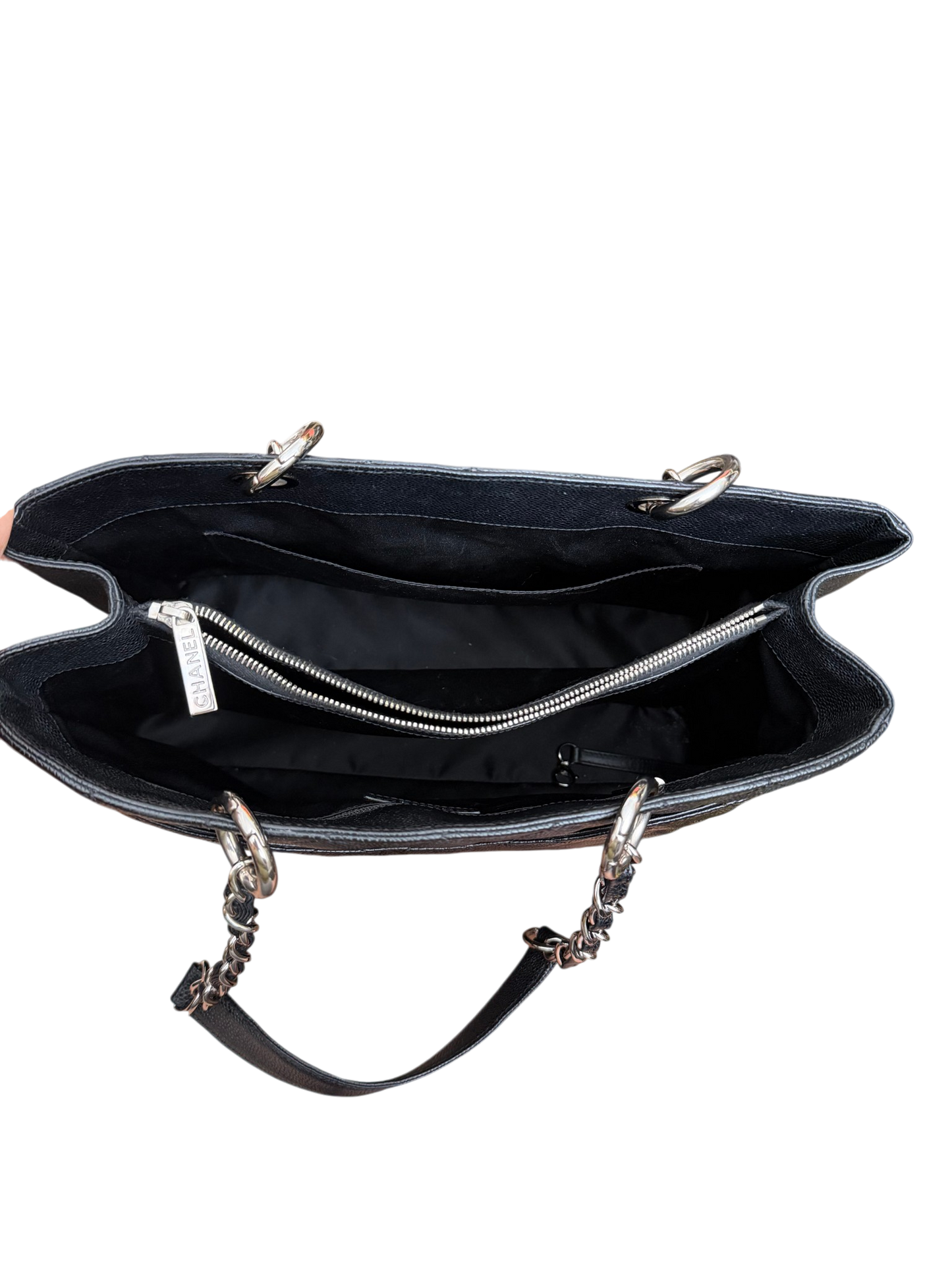 Chanel GST Caviar Leather Black with Silver Hardware