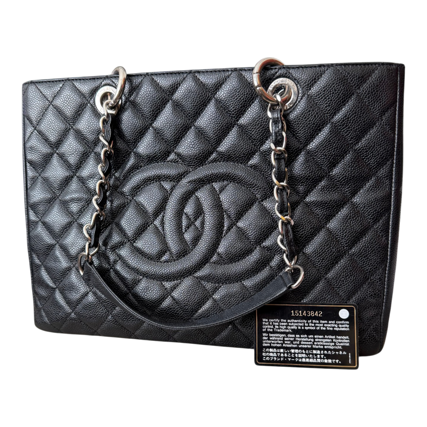 Chanel GST Caviar Leather Shoulder Bag Silver Hardware