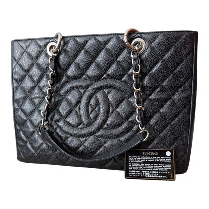 Chanel GST Caviar Leather Shoulder Bag Silver Hardware