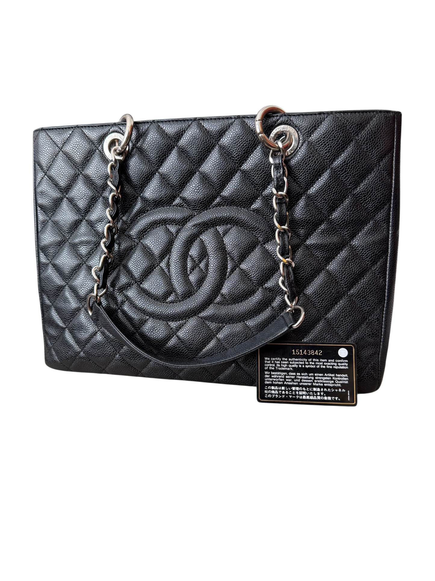 Chanel GST Caviar Leather Black with Silver Hardware