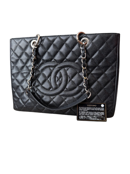 Chanel GST Caviar Leather Black with Silver Hardware