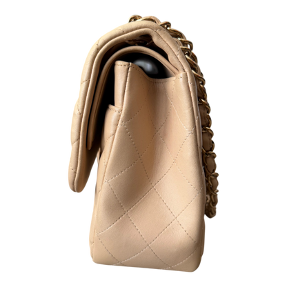 Chanel Jumbo Classic Double Flap Beige Lambskin Leather Gold Hardware