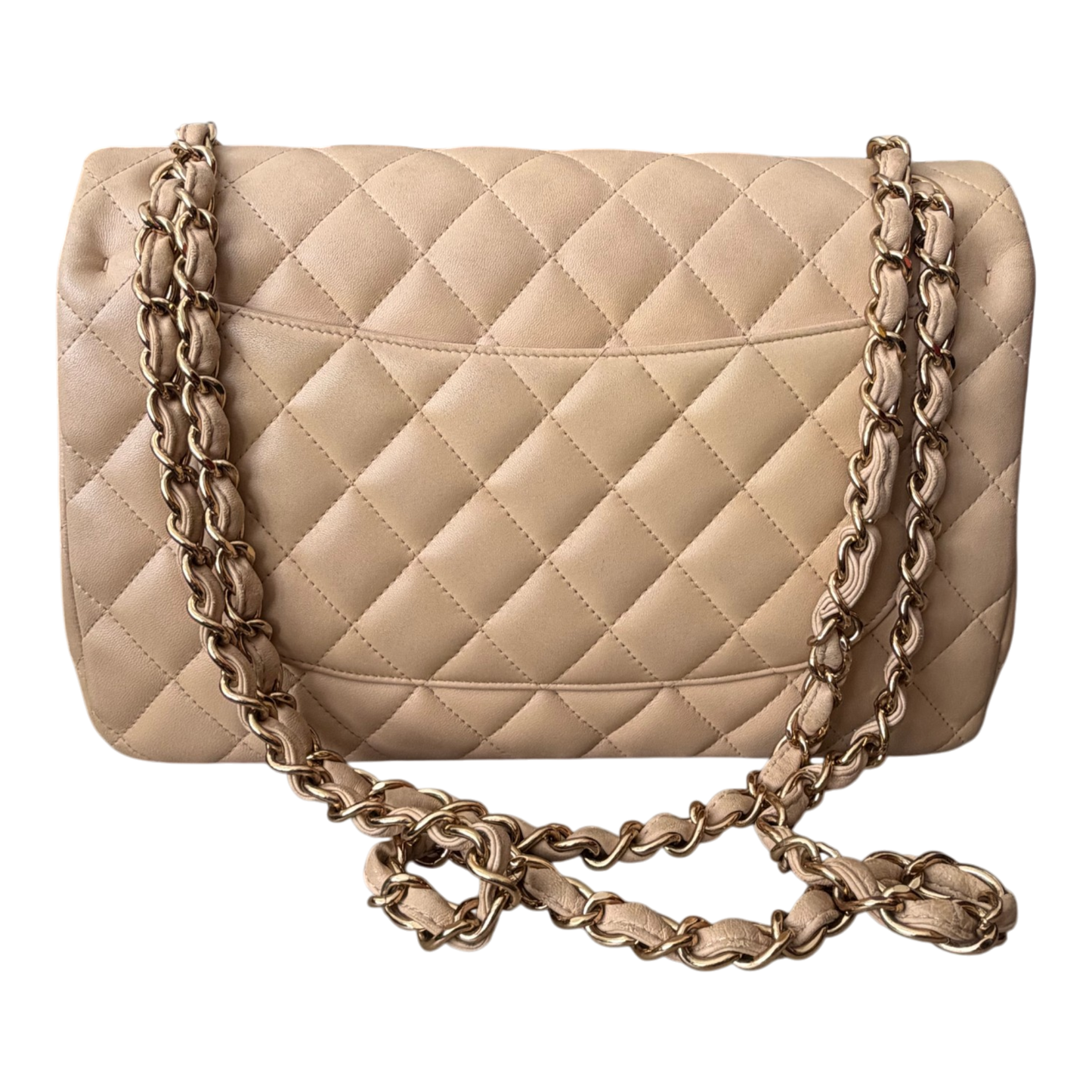 Chanel Jumbo Classic Double Flap Beige Lambskin Leather Gold Hardware