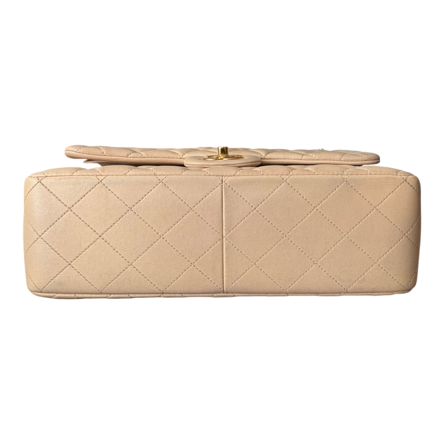 Chanel Jumbo Classic Double Flap Beige Lambskin Leather Gold Hardware