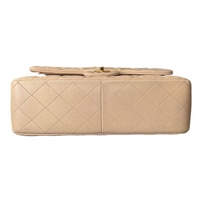 Chanel Jumbo Classic Double Flap Beige Lambskin Leather Gold Hardware