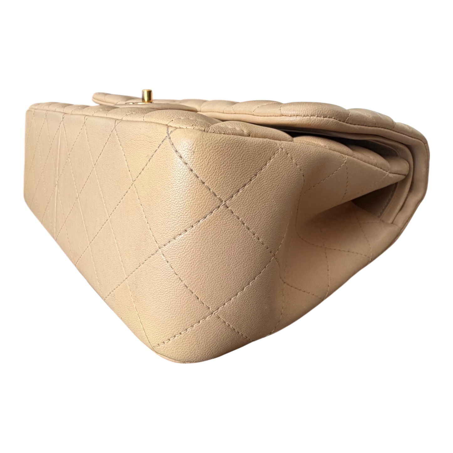 Chanel Jumbo Classic Double Flap Beige Lambskin Leather Gold Hardware