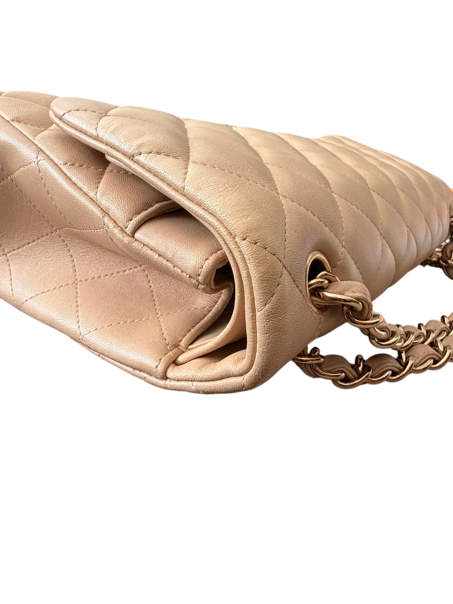 Chanel Jumbo Classic Double Flap Beige Lambskin Leather Gold Hardware