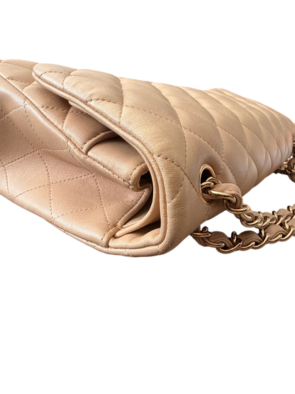 Chanel Jumbo Classic Double Flap Beige Lambskin Leather Gold Hardware