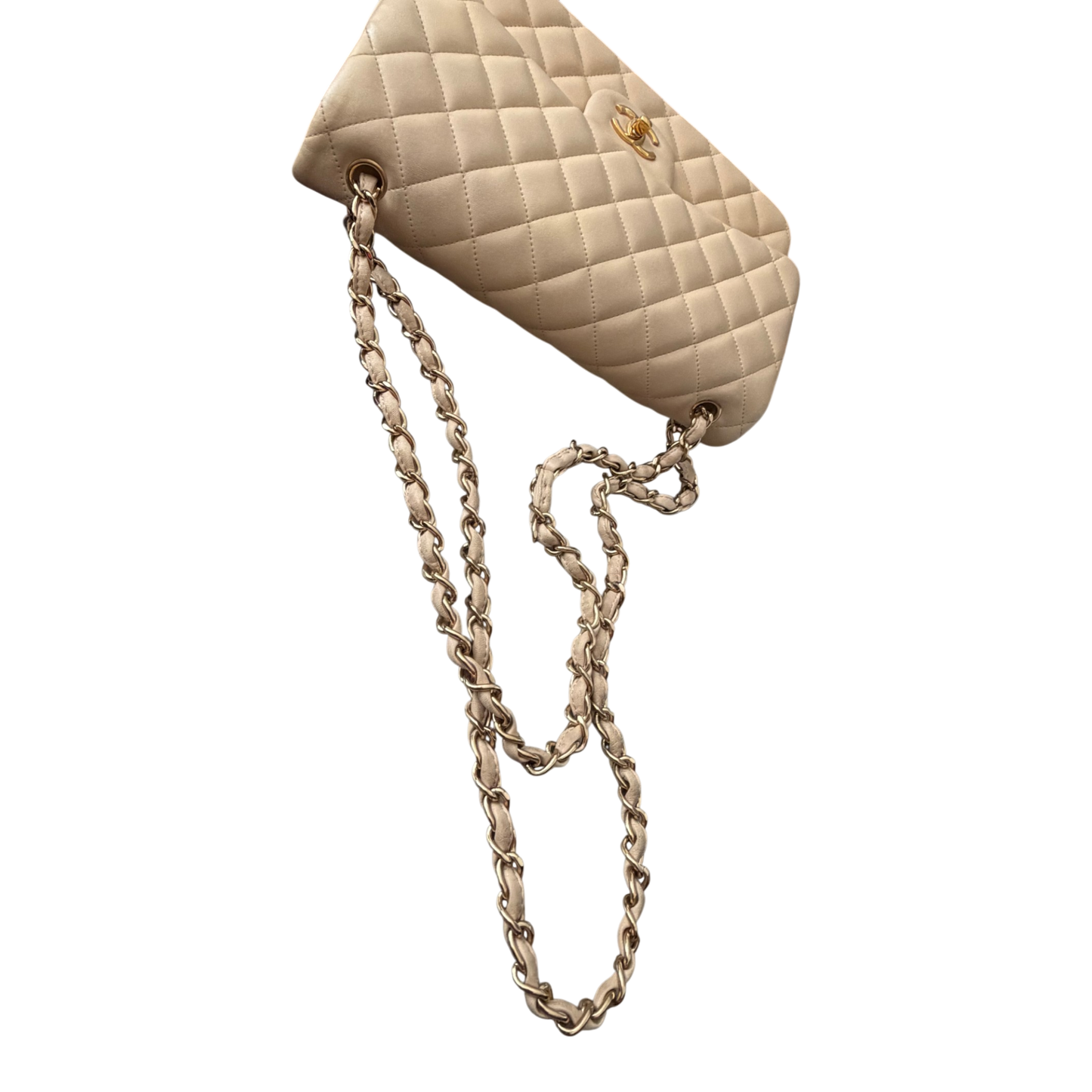Chanel Jumbo Classic Double Flap Beige Lambskin Leather Gold Hardware