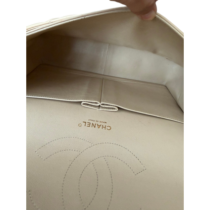 Chanel Jumbo Classic Double Flap Beige Lambskin Leather Gold Hardware