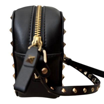 Valentino Garavani Rockstud Camera Crossbody Bag Black Leather | Gold Rockstud Hardware