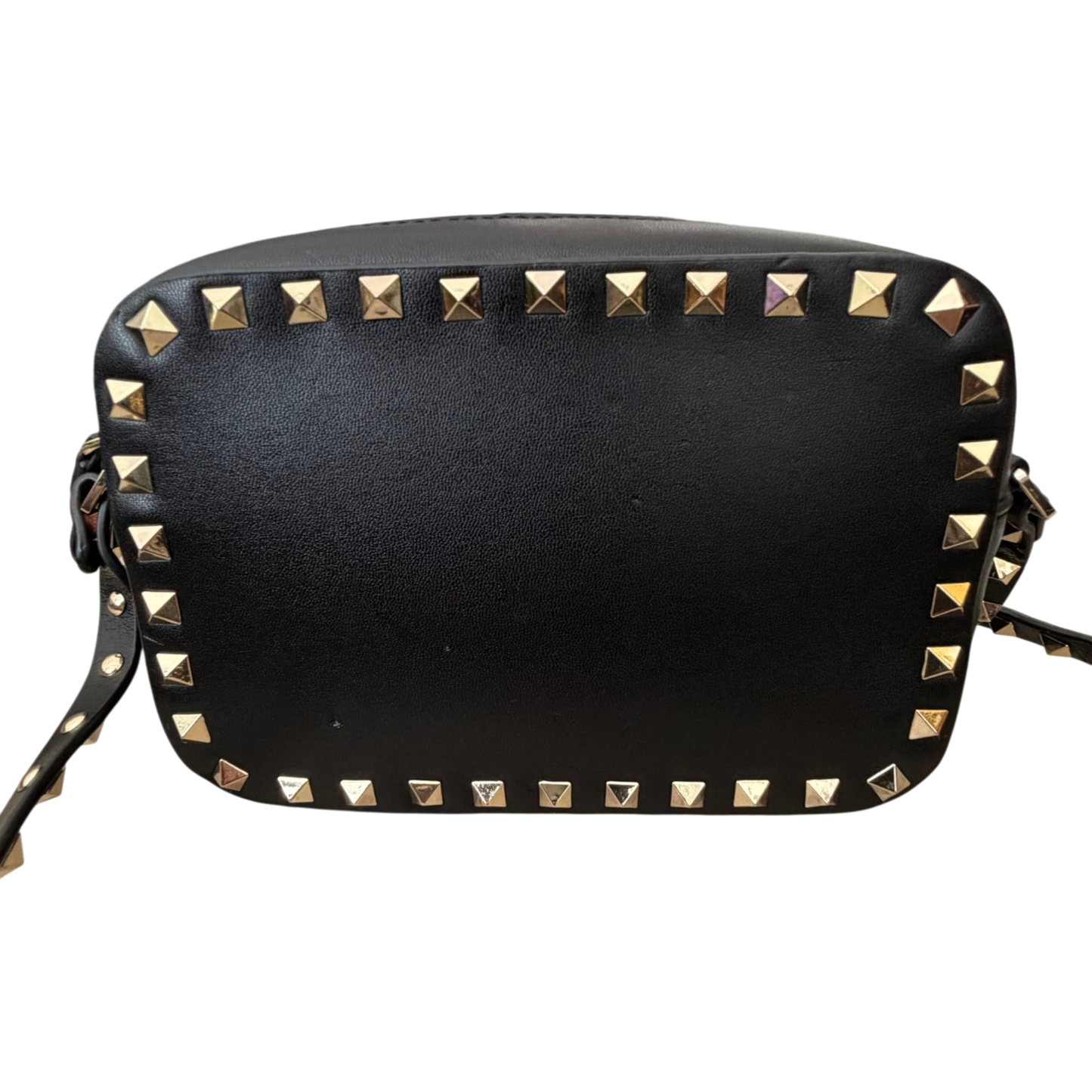 Valentino Garavani Rockstud Camera Crossbody Bag Black Leather | Gold Rockstud Hardware
