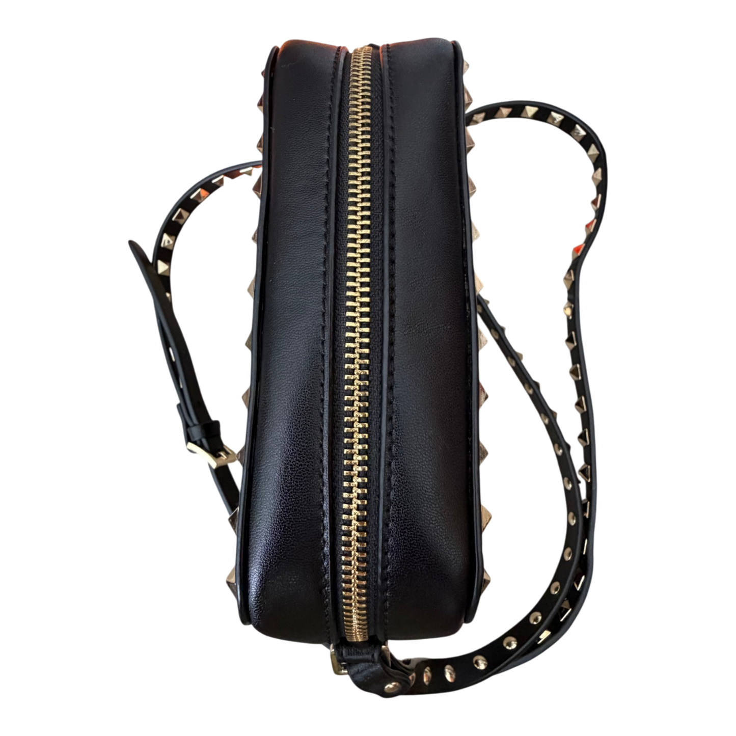 Valentino Garavani Rockstud Camera Crossbody Bag Black Leather | Gold Rockstud Hardware