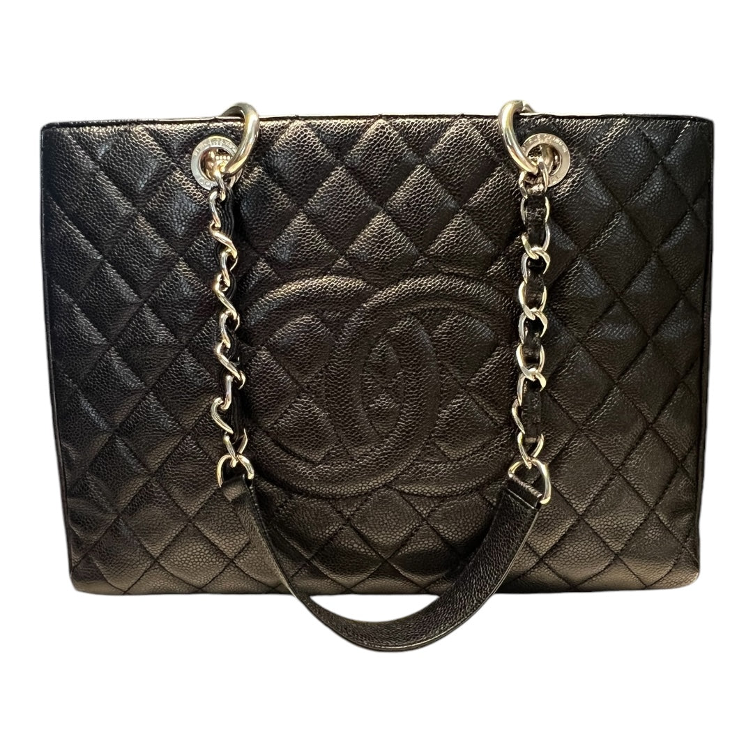 Chanel GST Caviar Leather Shoulder Bag Silver Hardware