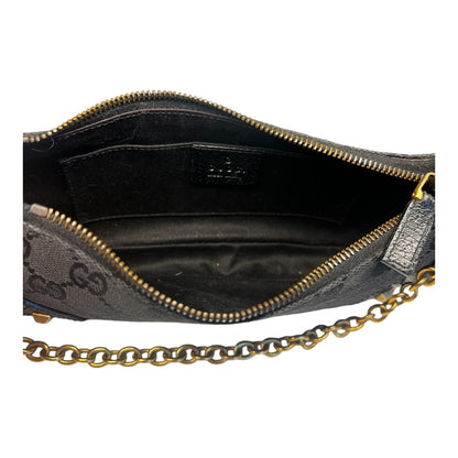GUCCI Pochette GG Black with Gold Hardware