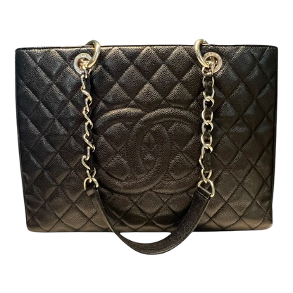 Chanel GST Caviar Leather Shoulder Bag Silver Hardware