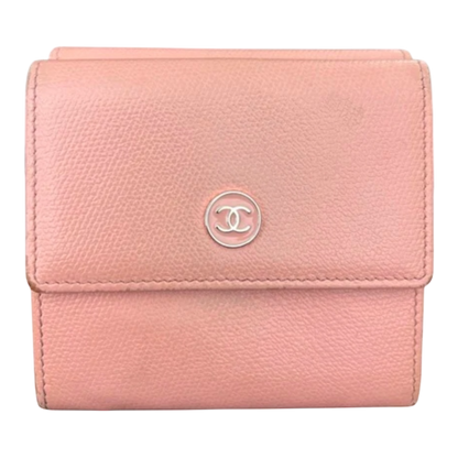Chanel CC Logo Pink Sevruga Bifold Wallet