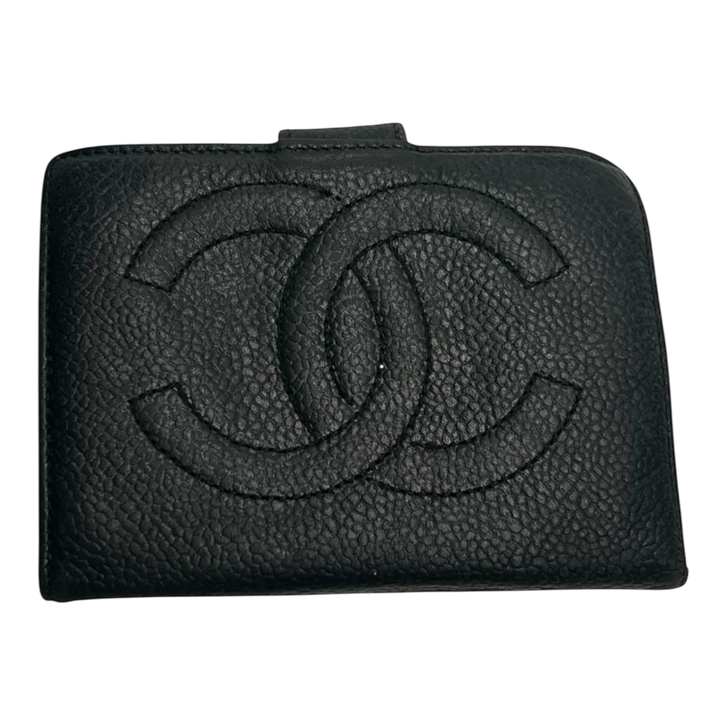 Chanel Vintage Compact Wallet in Black Caviar