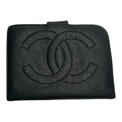 Chanel Vintage Compact Wallet in Black Caviar