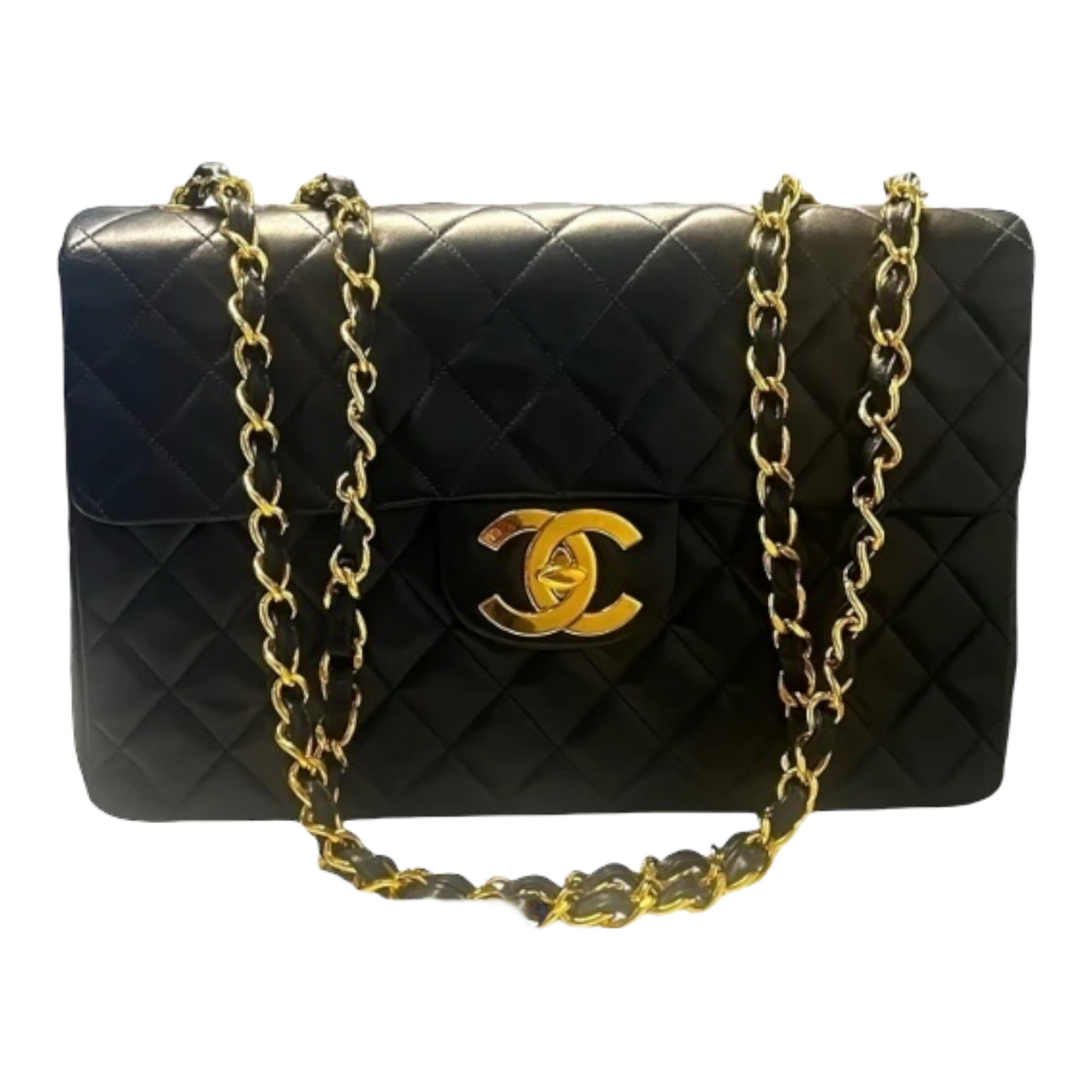Chanel Vintage Jumbo Maxi Flap Lambskin Black with gold hardware