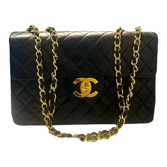 Chanel Vintage Jumbo Maxi Flap Lambskin Black with gold hardware