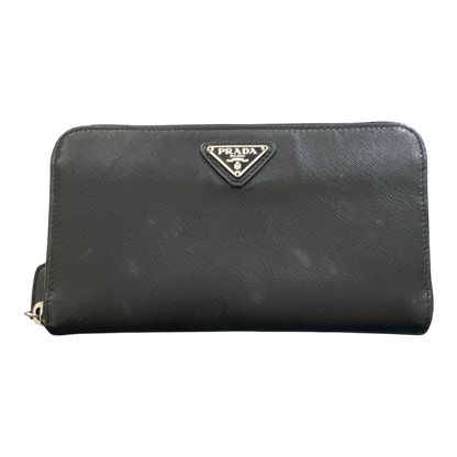 Prada Saffiano Leather Zippy Wallet Black