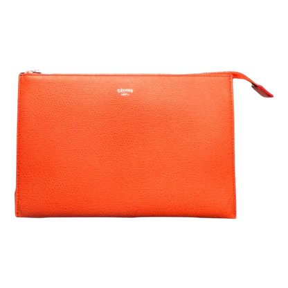 CÉLINE Leather 3-Fold Orange Pouch/Clutch/Wallet