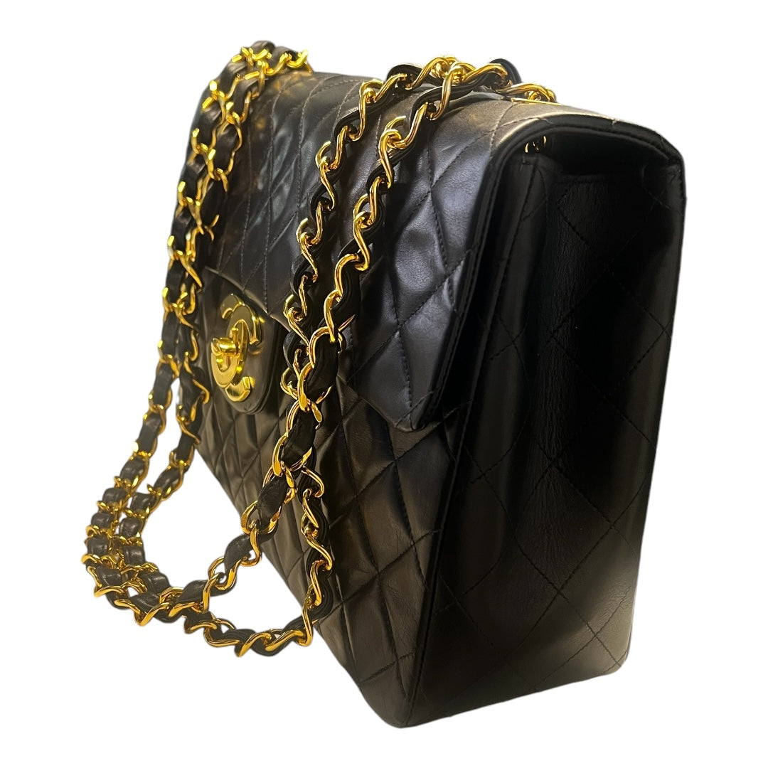 Chanel Vintage Jumbo Maxi Flap Lambskin Black with gold hardware