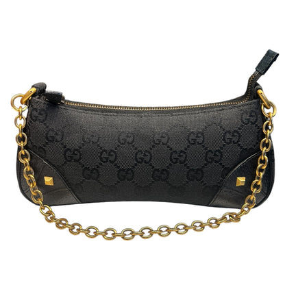 GUCCI Pochette GG Black with Gold Hardware
