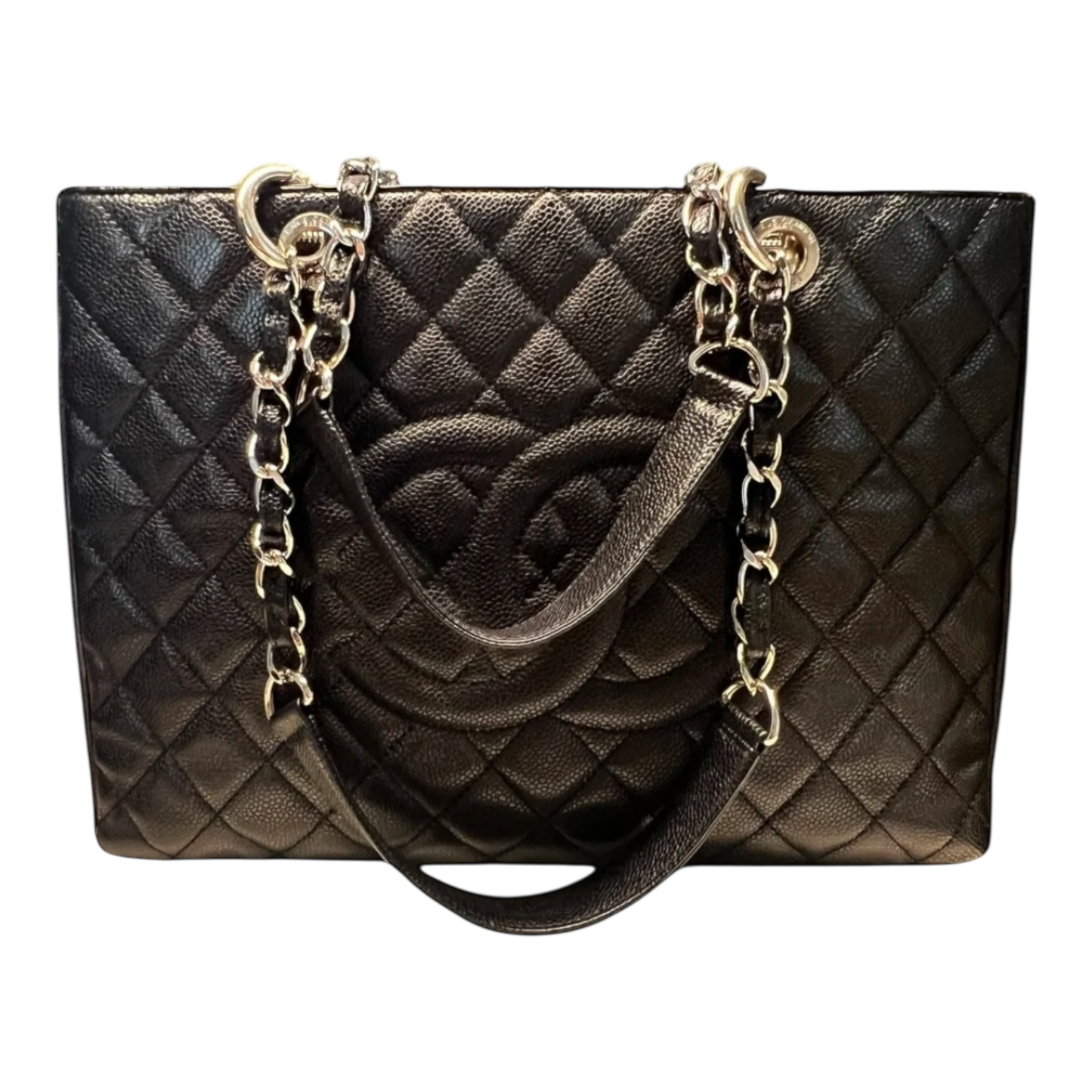 Chanel GST Caviar Leather Shoulder Bag Silver Hardware