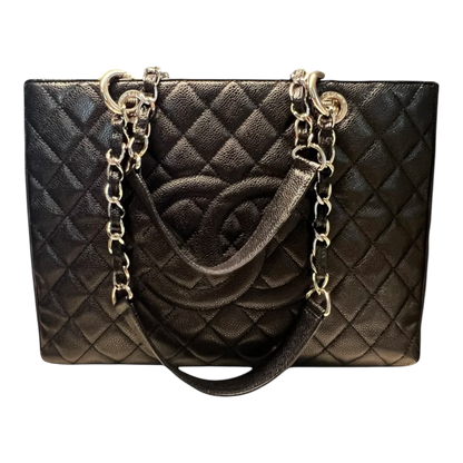 Chanel GST Caviar Leather Shoulder Bag Silver Hardware