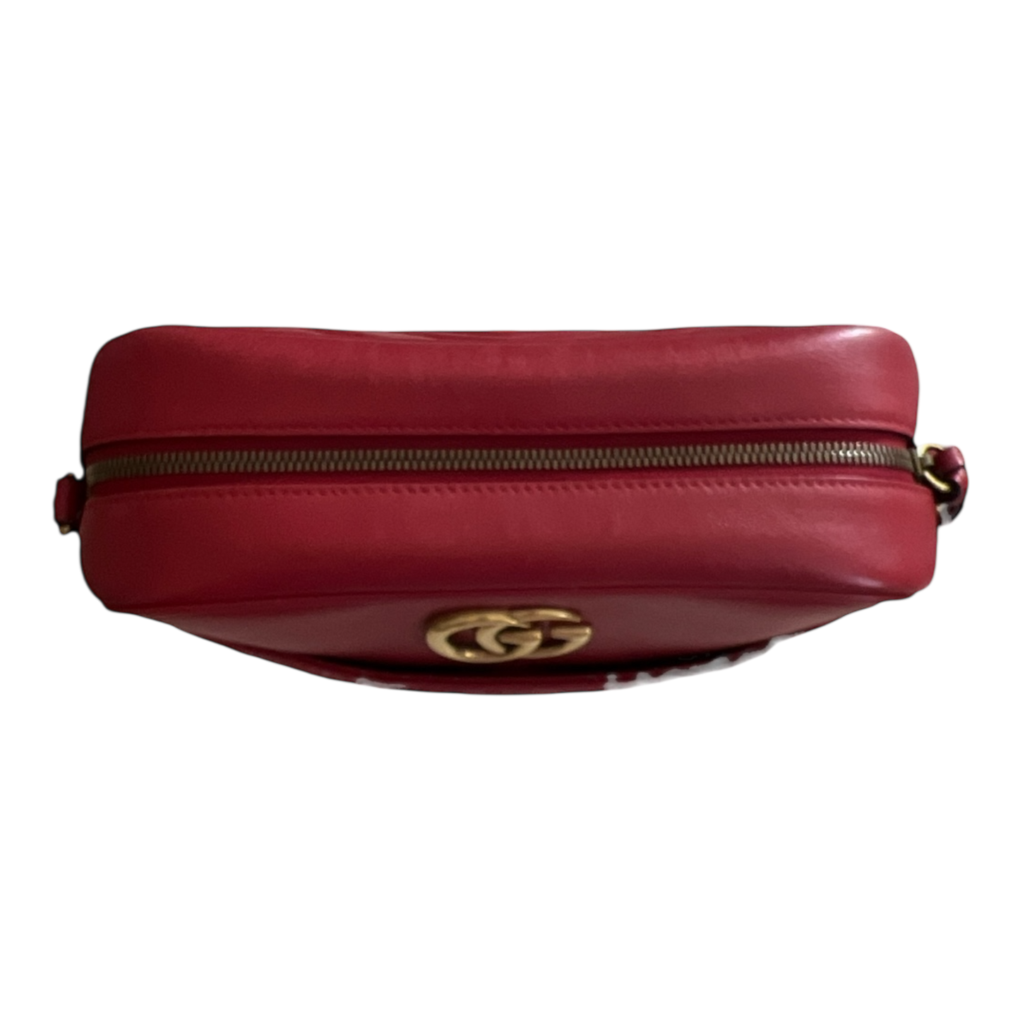 Gucci Marmont Medium Red Matelasse Red Crossbody Camera Bag Purse Chevron