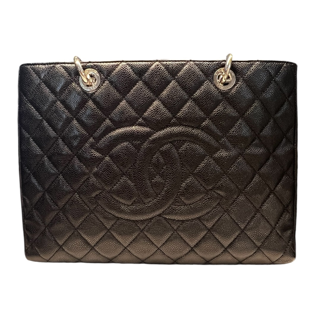 Chanel GST Caviar Leather Shoulder Bag Silver Hardware