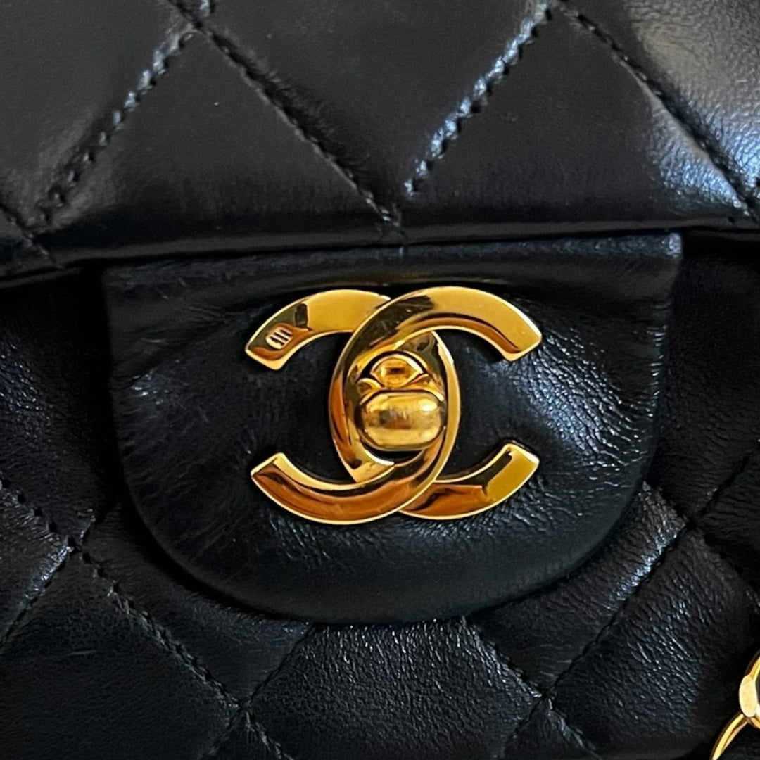 Chanel Vintage Classic Flap Black Lambskin Leather