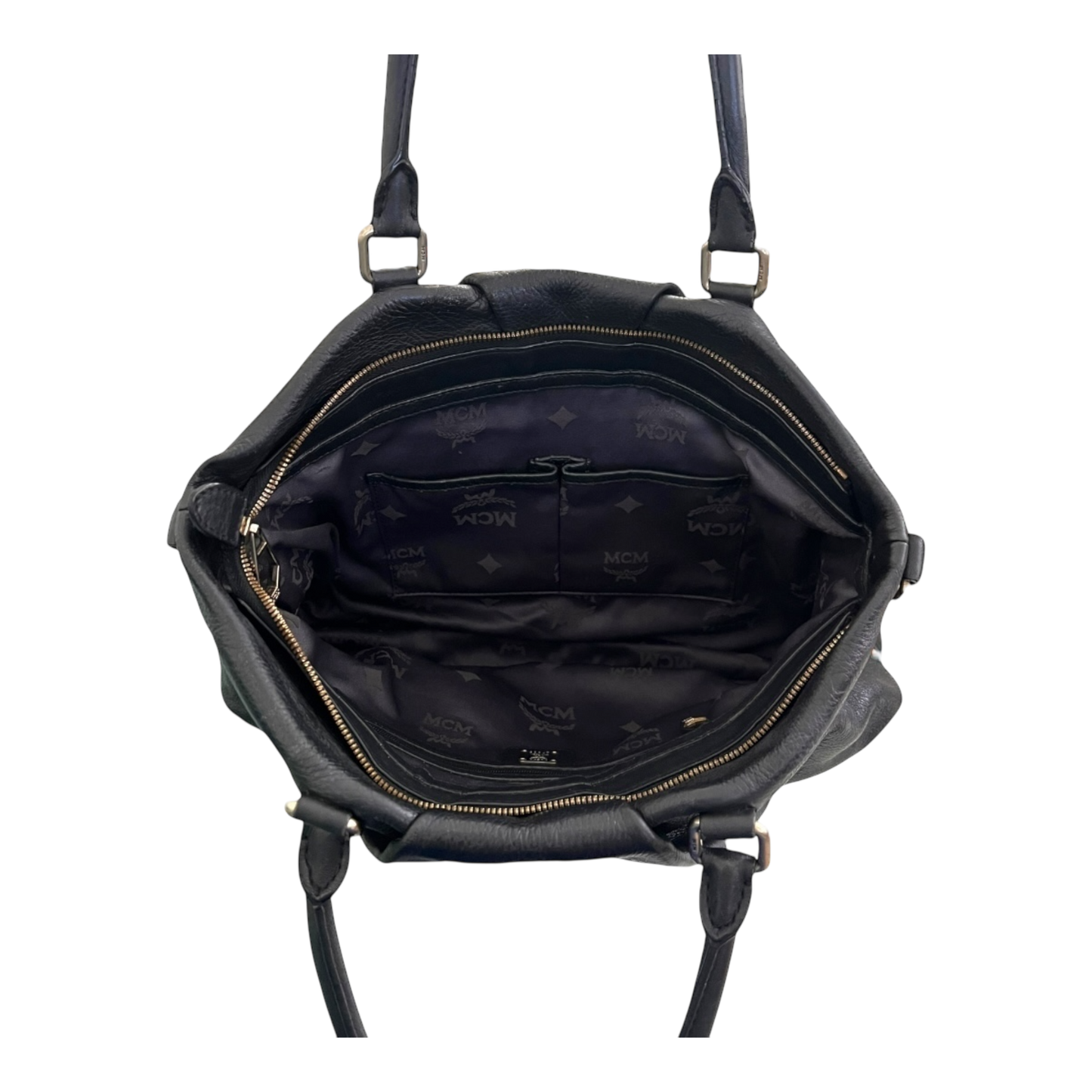 MCM Vintage Two-Way Bag Black Calfskin Leather