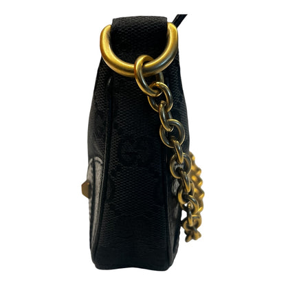 GUCCI Pochette GG Black with Gold Hardware