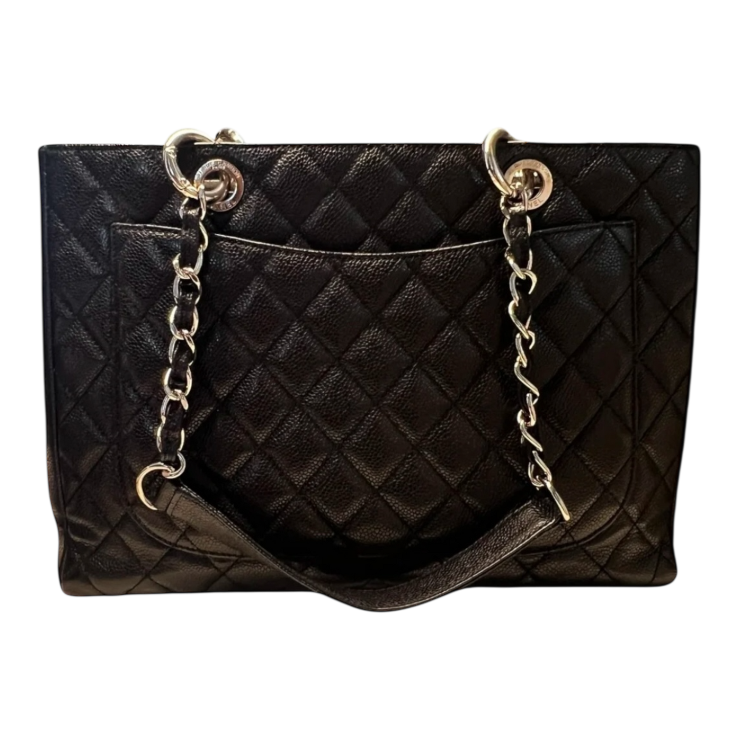 Chanel GST Caviar Leather Shoulder Bag Silver Hardware