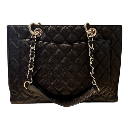 Chanel GST Caviar Leather Shoulder Bag Silver Hardware