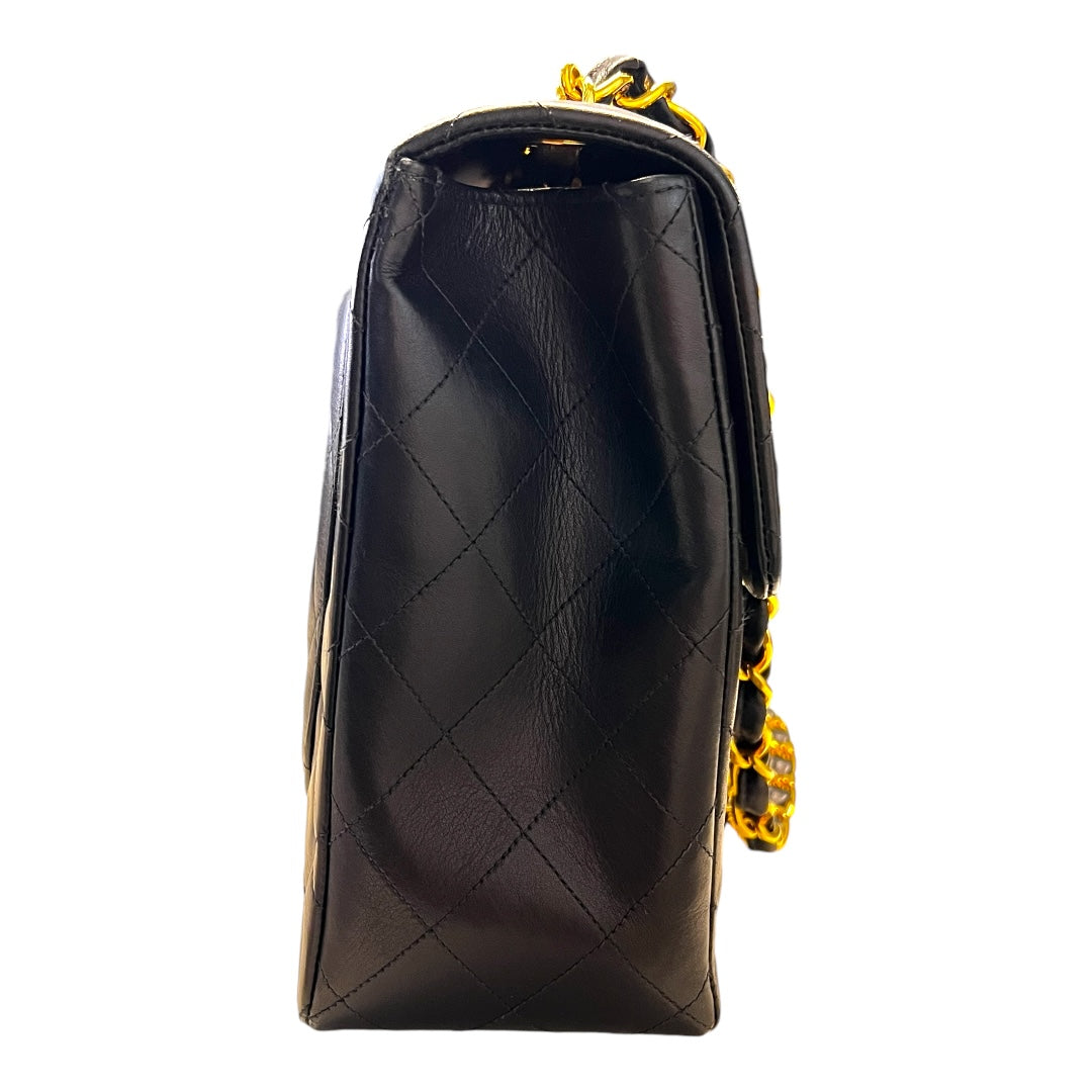 Chanel Vintage Jumbo Maxi Flap Lambskin Black with gold hardware