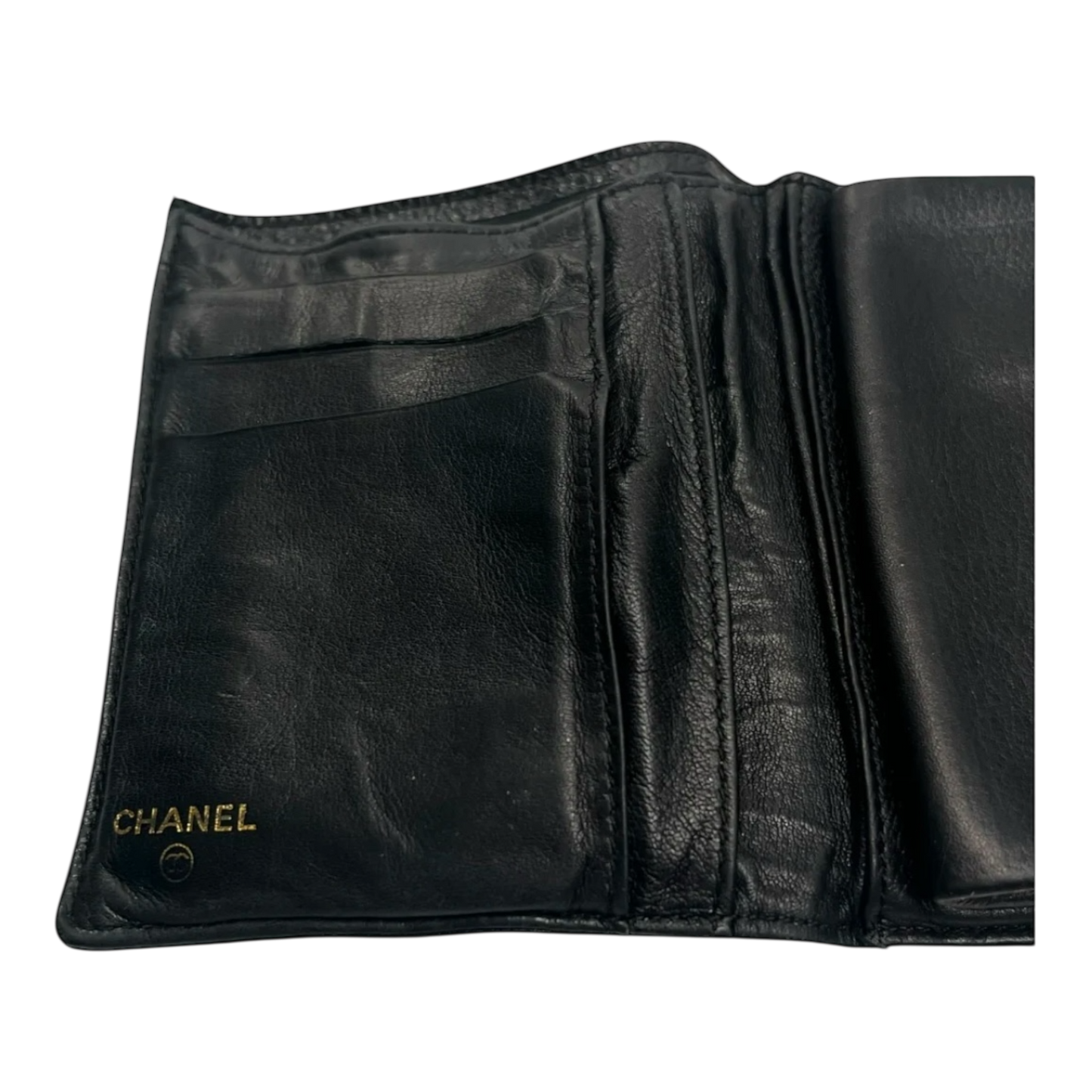 Chanel Vintage Compact Wallet in Black Caviar