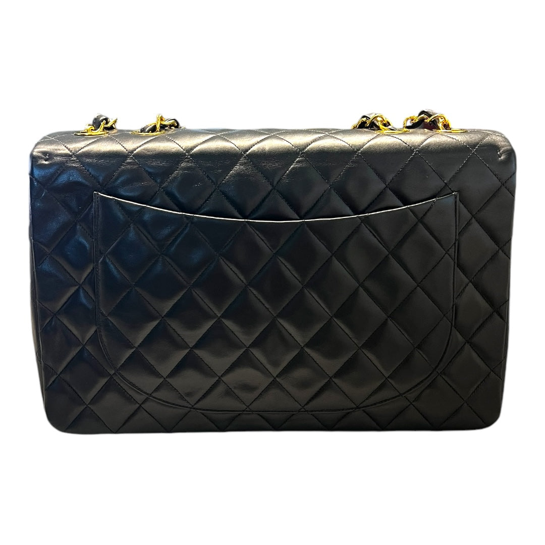 Chanel Vintage Jumbo Maxi Flap Lambskin Black with gold hardware