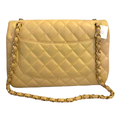 CHANEL Classic Jumbo Double Flap Bag. Beige w/Gold Hardware.