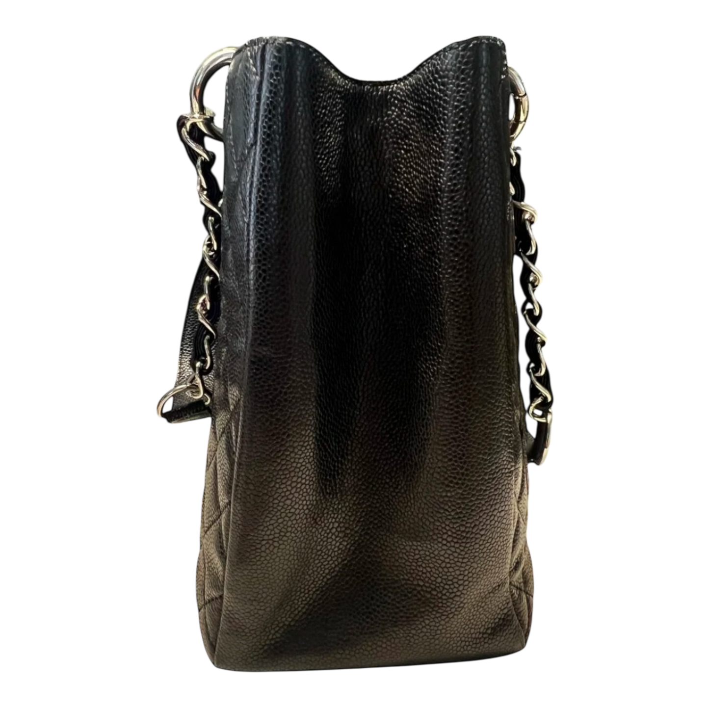 Chanel GST Caviar Leather Shoulder Bag Silver Hardware