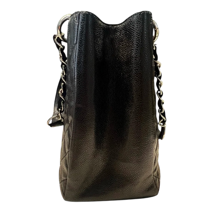 Chanel GST Caviar Leather Shoulder Bag Silver Hardware