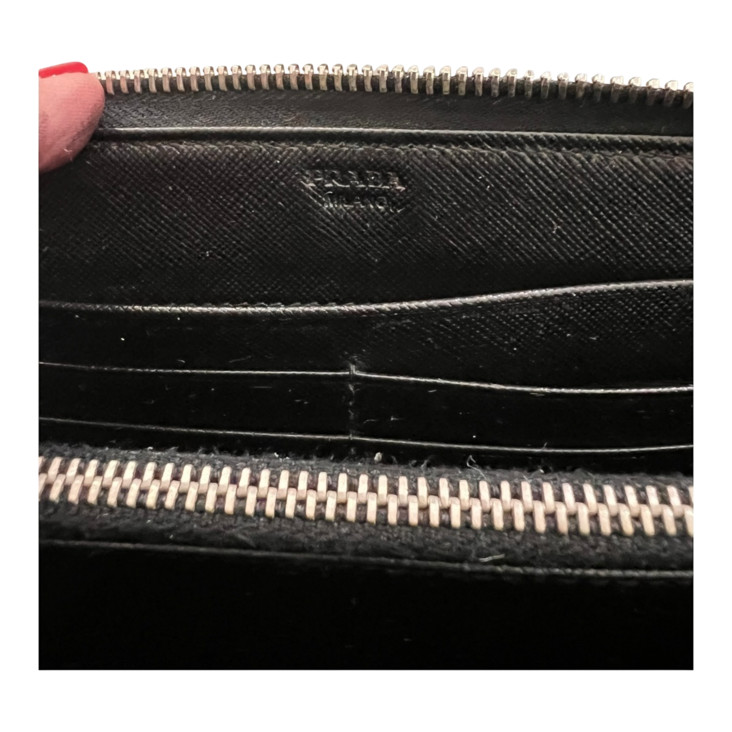Prada Saffiano Leather Zippy Wallet Black